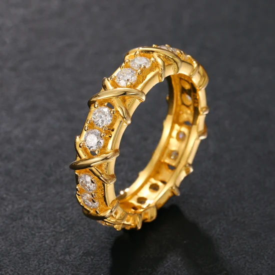 Jewelry Maker Anillos Wholesale 18K Gold Plated 925 Sterling Silver Vvs Moissanite Diamond Finger Ring for Men