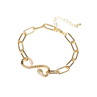 Women′s Jewelry Wholesale Custom 18K Gold Plated Snake Charm Bracelets