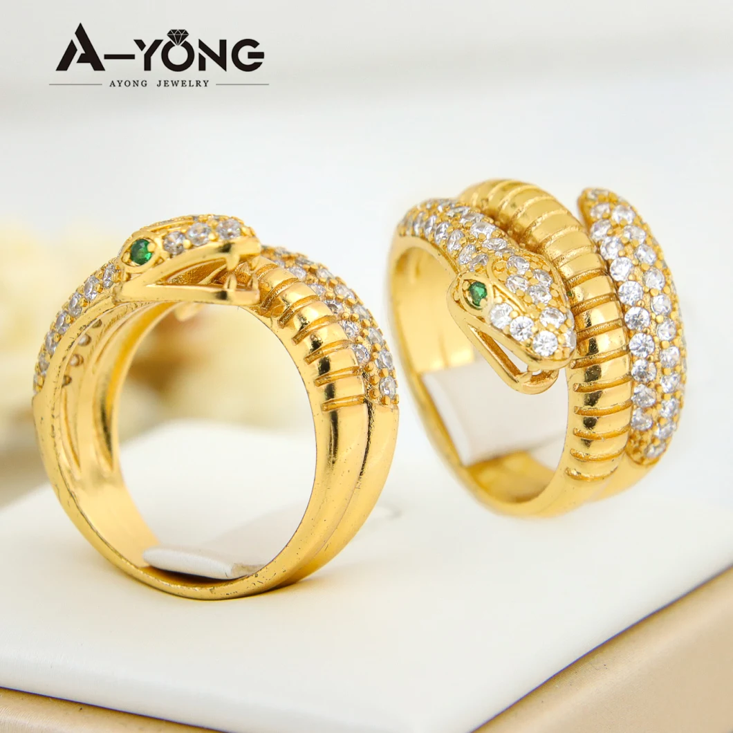 New Arrivals Snake Ring Women&prime; S Many Shape Zirconia Stone 18K Gold Plated Rings