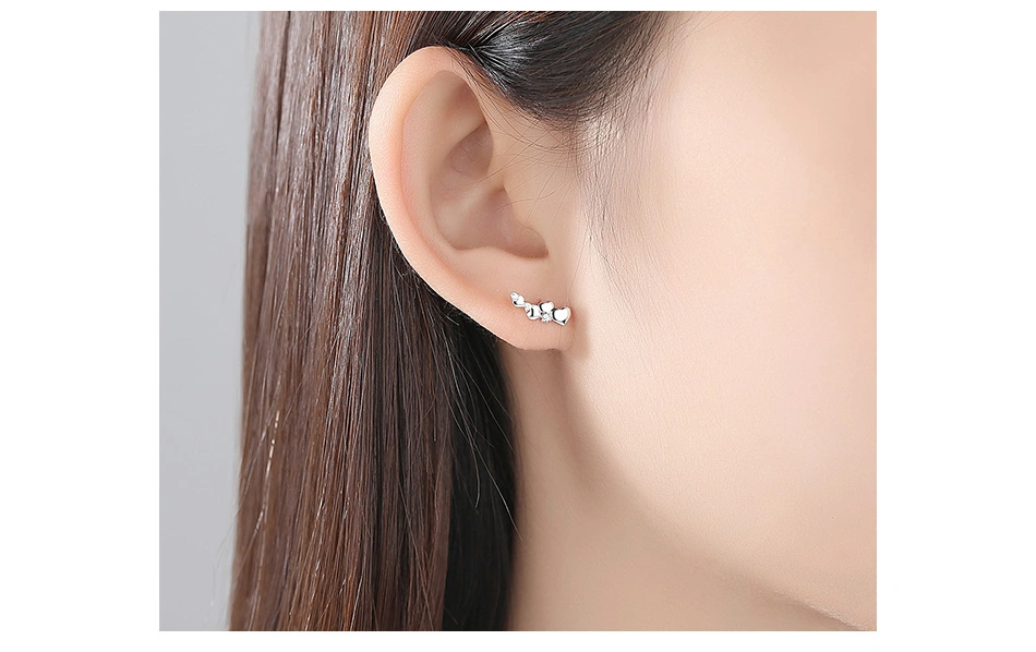 Asymmetrical Tiny Dainty Women 14K Thick Gold Filled 925 Real Silver Earring Ear Stud