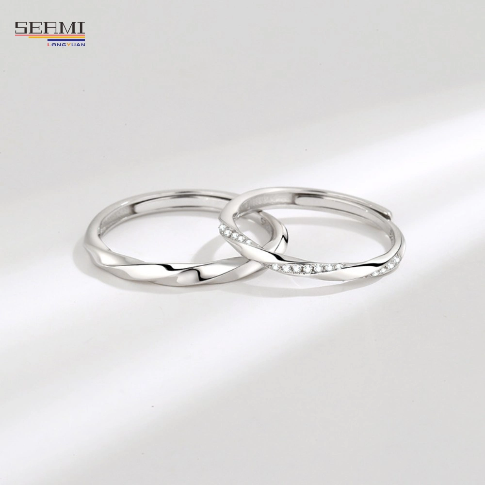 S925 Silver Ring Mobius Ring Open Couple Ring Valentine&prime;s Day Gift