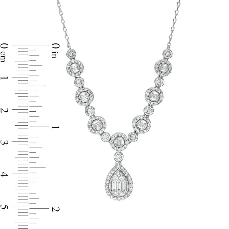 10K White Gold Pear-Shaped Synthetic Diamond Necklace