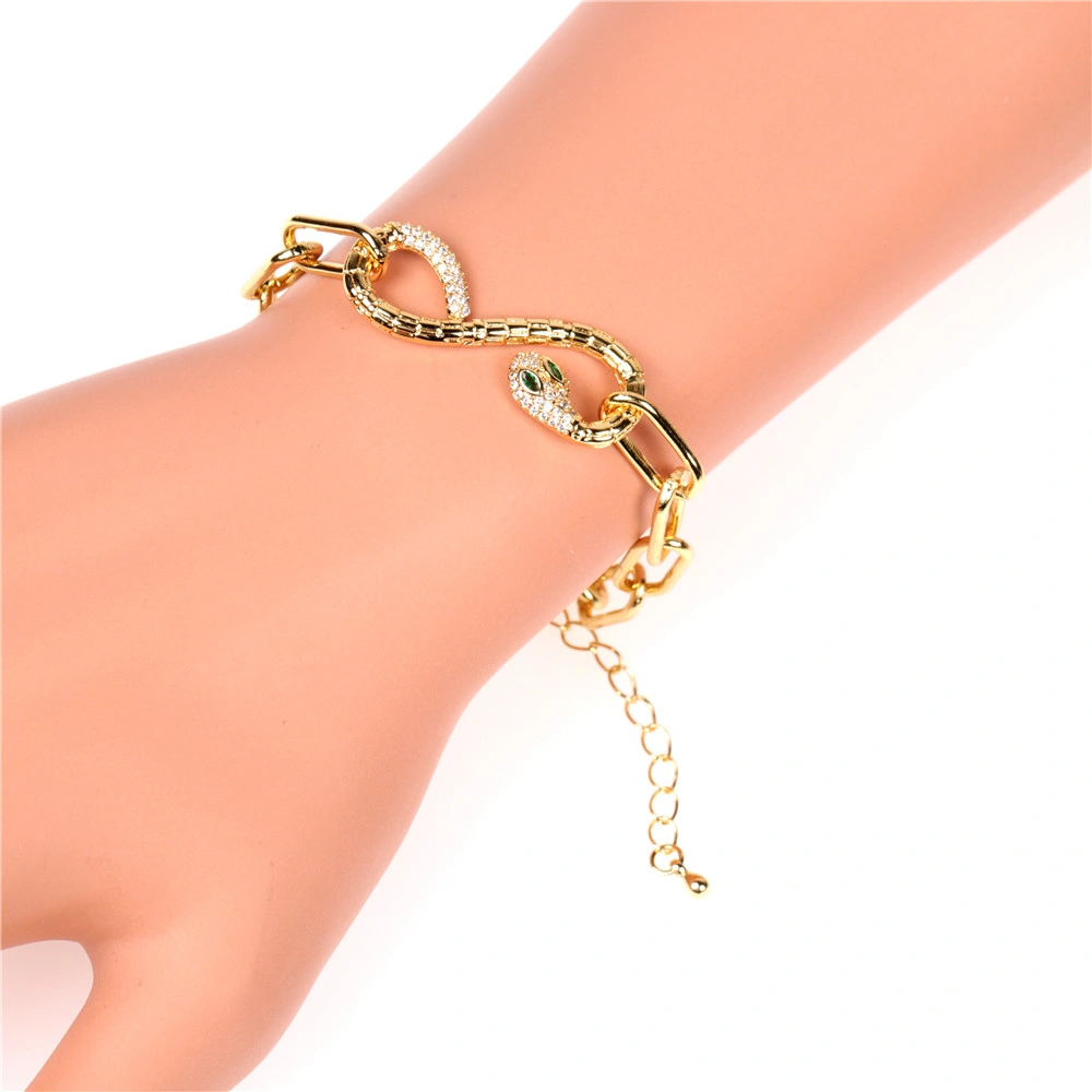 Women&prime;s Jewelry Wholesale Custom 18K Gold Plated Snake Charm Bracelets