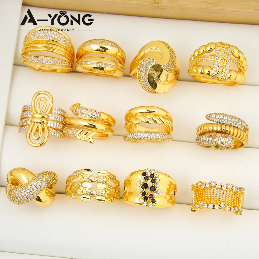 New Arrivals Snake Ring Women&prime; S Many Shape Zirconia Stone 18K Gold Plated Rings