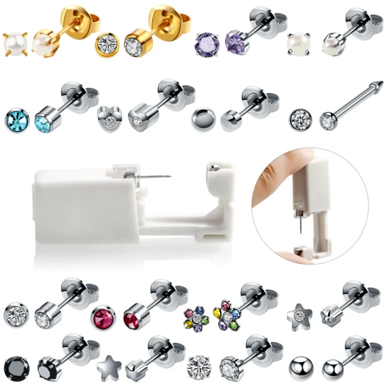 Ringcal 316 Stainless Steel Birthstone Ear Stud Piercing Gun