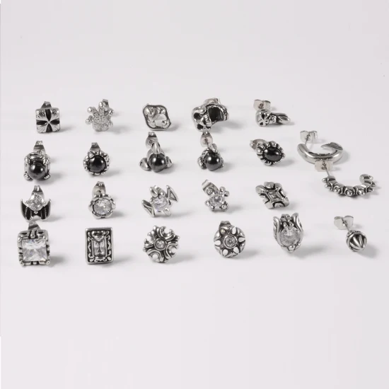 Stainless Steel Punk Diamond Flower Studs Ear Bone Studs