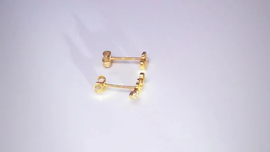 Asymmetrical Tiny Dainty Women 14K Thick Gold Filled 925 Real Silver Earring Ear Stud